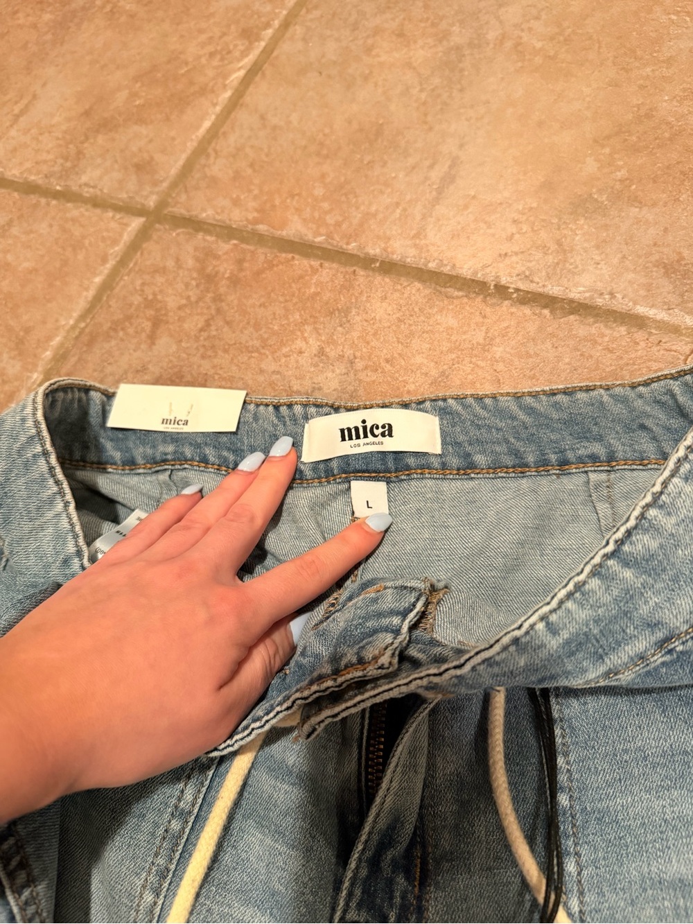 Mica Los Angeles Light Blue Denim Cargo Ankle Jeans - Picture 4 of 8